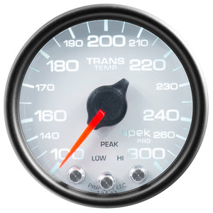 AutoMeter P34212 Autometer Spek-Pro Gauge Trans Temp 2 1/16in 300f Stepper Motor W/Peak & Warn Wht/Blk