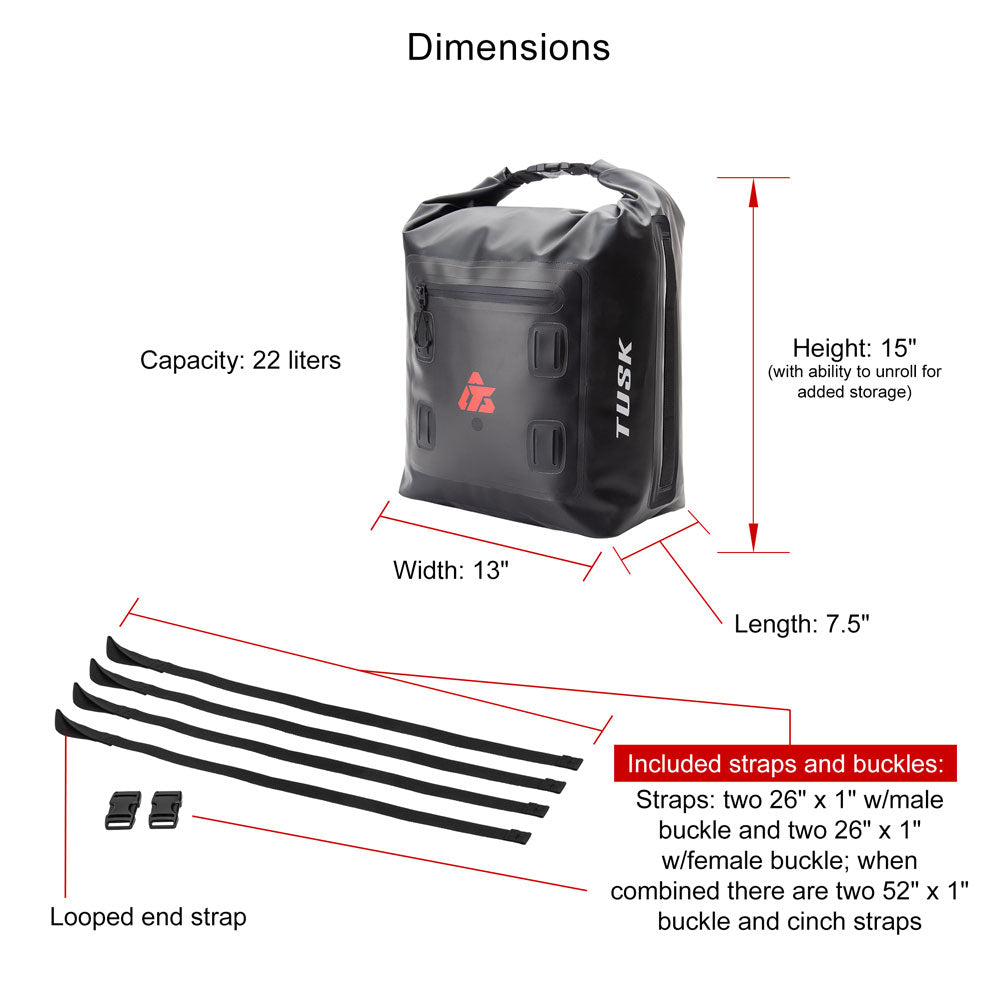 Tusk 1922740001 Dry Duffel Bag Small (22 Liters) Black/Grey