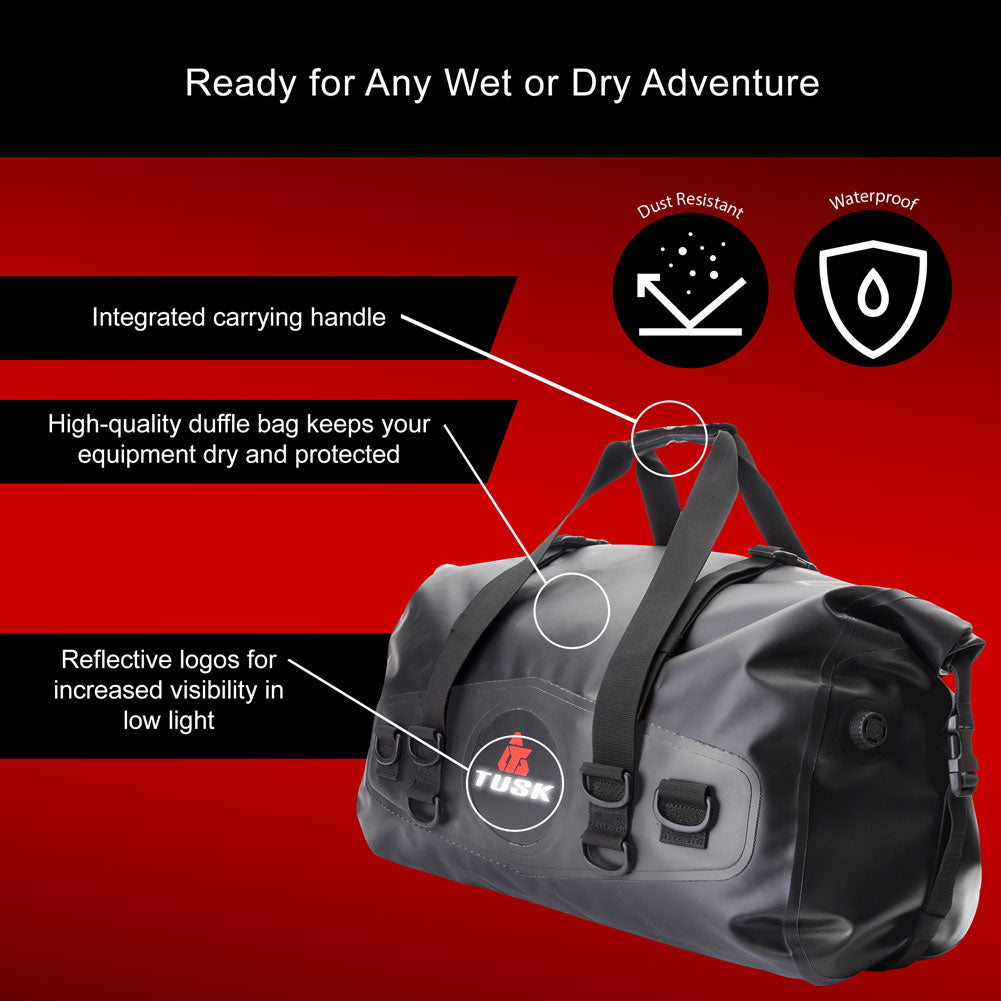 Tusk 1922740002 Dry Duffel Bag Medium (33 Liters) Top Load Black/Grey