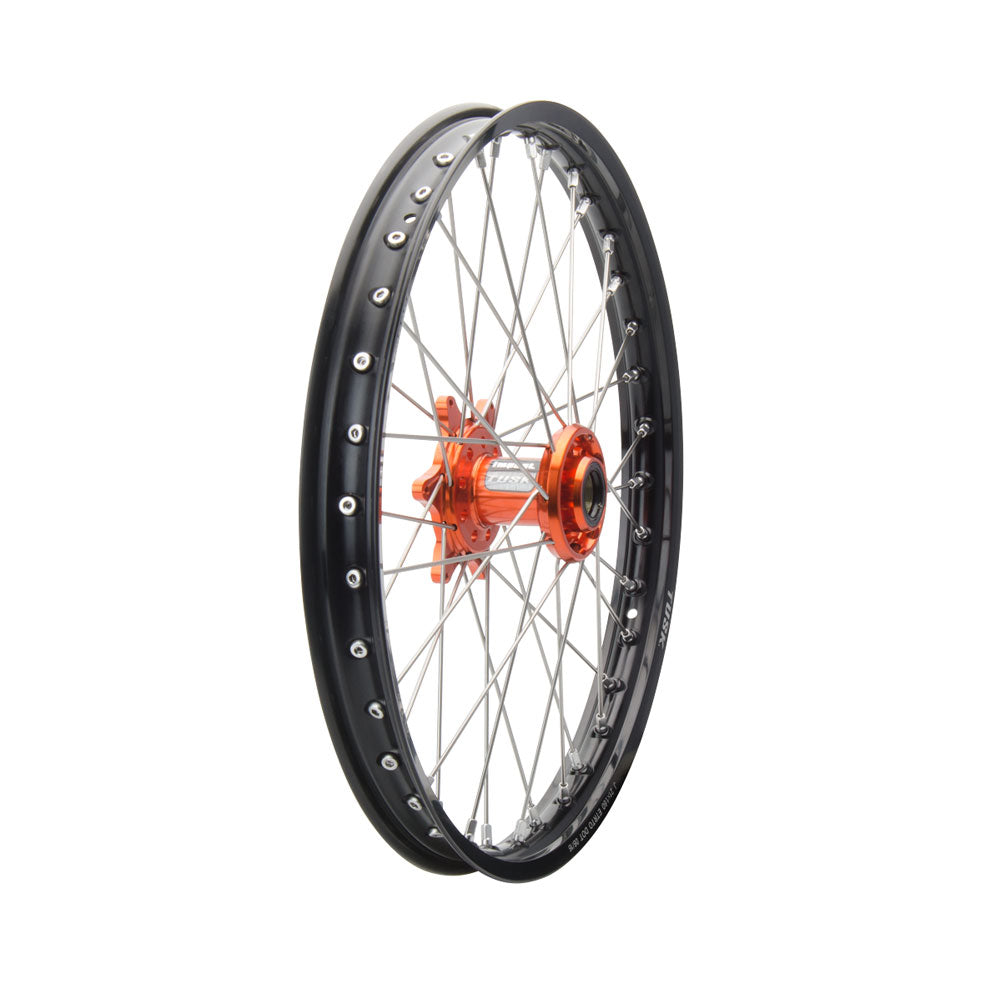 Tusk 1933590035 Impact Front Wheel Pkg 21x1.60 Blk Rim/Slvr Spk Red Hub