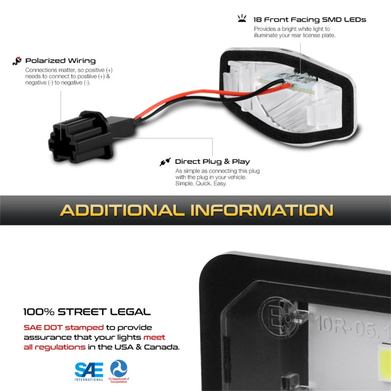 9045004 Xtune fits Honda 09-18 Fit LED License Plate Bulb Assembly White 5500K