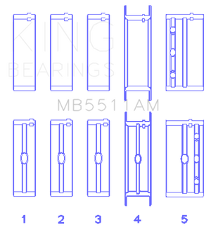 King MB5511AM fits GM V8 OHV 16 Valve (Size STD) Main Bearing Set