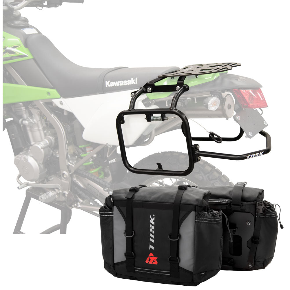 Tusk 1999660022 Pannier Racks With Olympus Pannier Bags with Top Rack Black/Grey