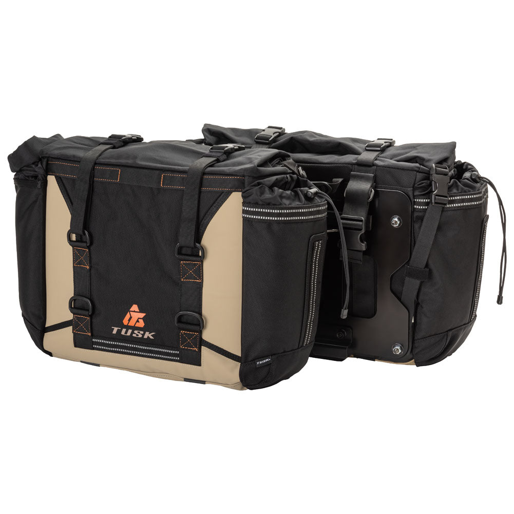 Tusk 1999660038 Pannier Racks With Olympus Pannier Bags  Black/Tan