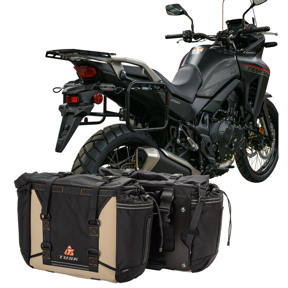Tusk 1999660055 Pannier Racks With Olympus Pannier Bags Black/Tan