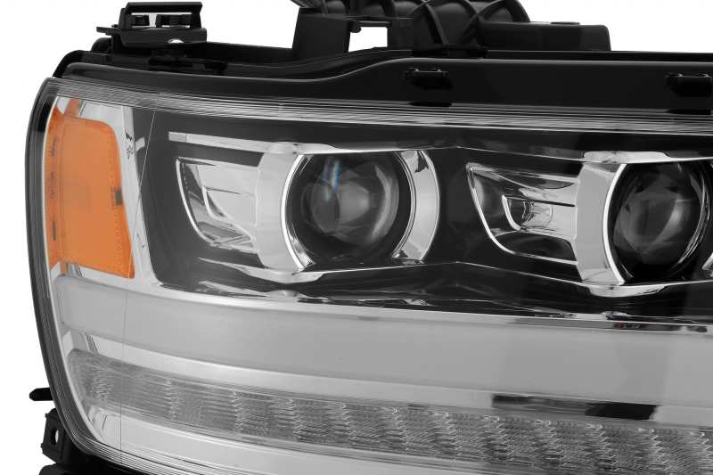 AlphaRex 880544 fits Dodge 19-20 Ram 1500 LUXX LED Proj Headlights Plank Chrome w/Activ Light/Seq Signal/DRL