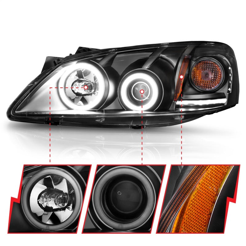 ANZO 121371 2010 fits Pontiac 05-20 G6 Projector Headlights w/ Halo Black (CCFL)