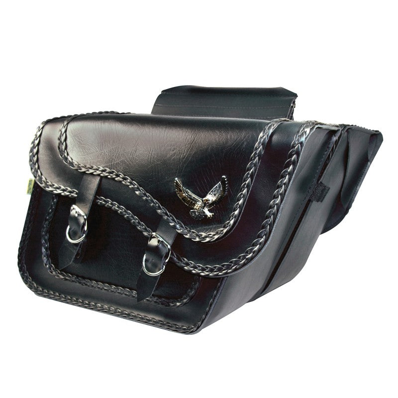 Willie 58736-20 & Max Universal Black Magic Large Slant Saddlebags (16 in L x 11 in W x 6.5 in H) - Black