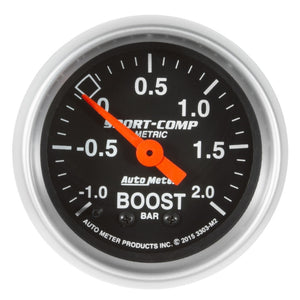 AutoMeter 3303-M2 Autometer Sport-Comp Gauge Vac/Boost 2 1/16in -1 - +2 Bar Mechanical Sport-Comp