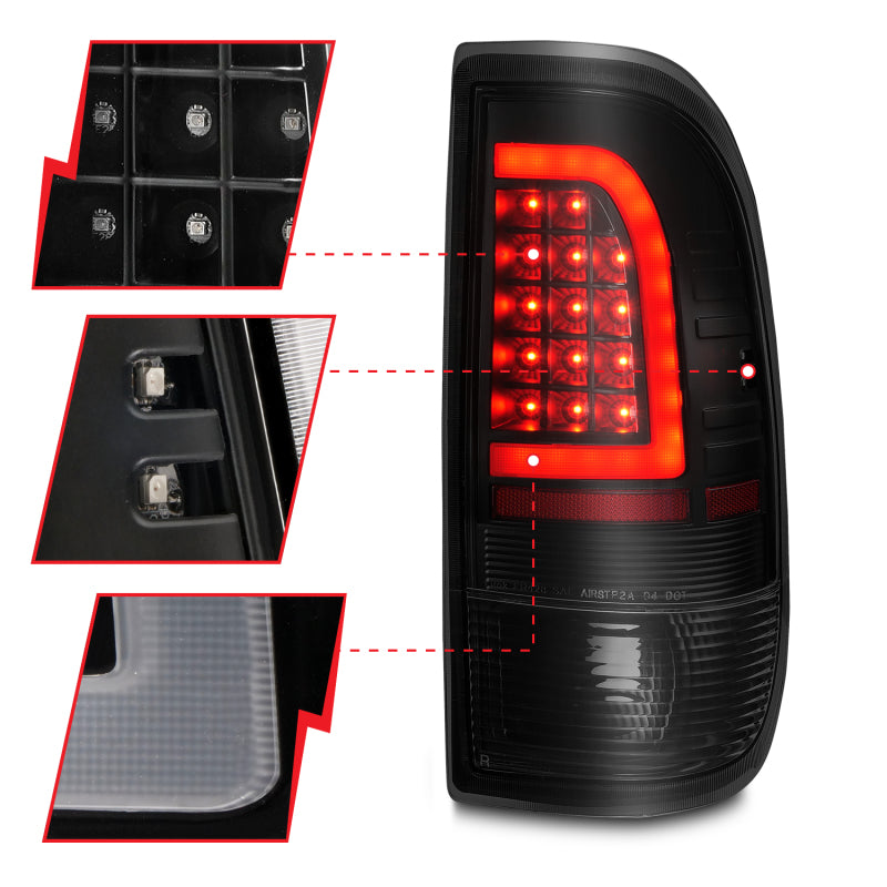 ANZO 311378 1903 fits Ford 97-20 F-150 LED Tail Lights w/ Light Bar Black Housing Smoke Lens