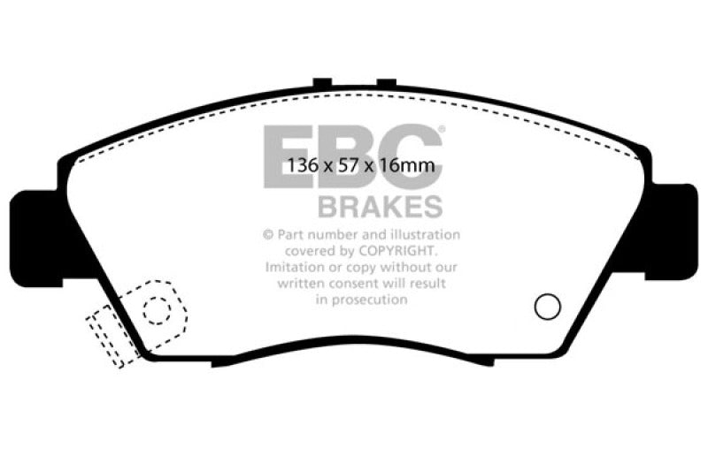 EBC DP2891 12 fits Acura ILX 1.5 Hybrid Greenstuff Front Brake Pads