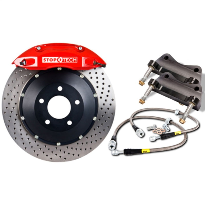 StopTech 83.114.6800.72 fits Audi 08-10 S5 Front BBK w/ Red ST-60 Calipers Drilled 380x32mm Rotors Pads Lines