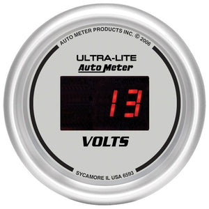 AutoMeter 6593 Autometer Ultra-Lite 2-1/16in 8-18 Volts Digital Voltmeter