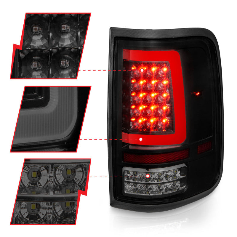 ANZO 311343 2006 fits Ford 04-20 F-150 LED Tail Lights w/ Light Bar Black Housing Smoke Lens