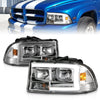 ANZO 111592 fits Dodge 97-04 Dakota/Durango Crystal headlight Set w/ Light Bar Chrome Housing