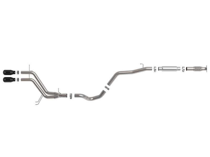 AFE 49-37018-B  2-1/2in to 3in SS-304 Cat-Back Exhausts w/ Black Tip 13-17 fits