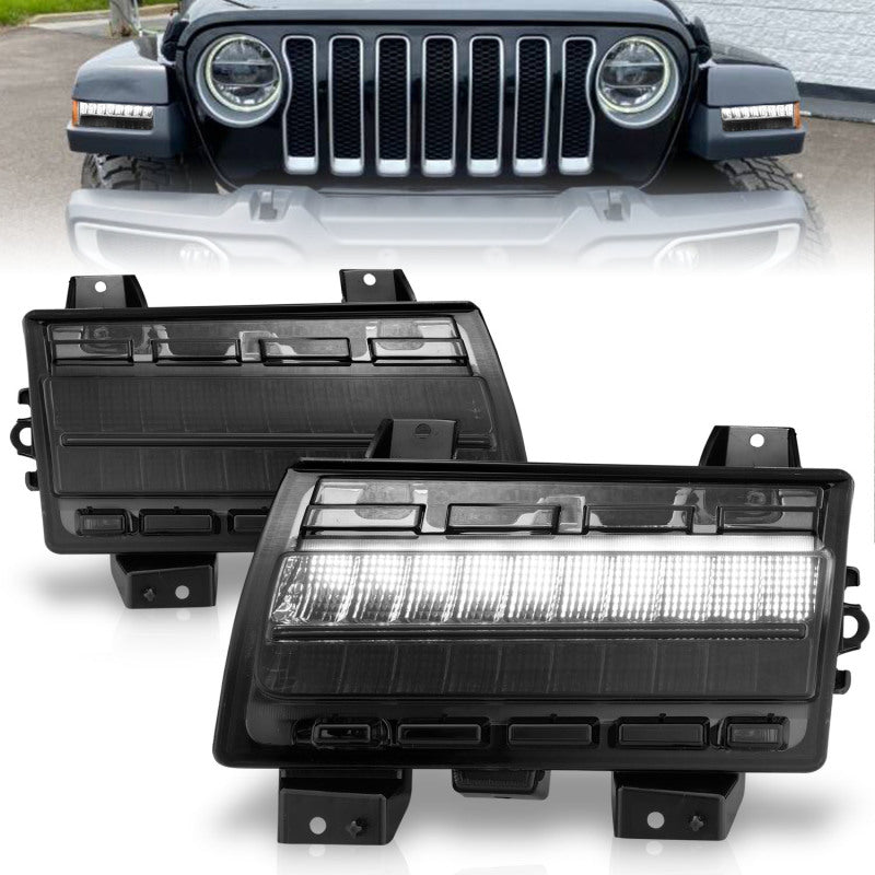 ANZO 511088 Wrangler /Gladiator 20+ LED Side Marker Lights Smoke w Sequential Signal