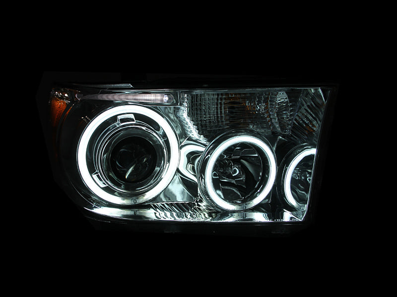 ANZO 111173 2013 fits Toyota 07-20 Tundra Projector Headlights w/ Halo Chrome (CCFL)