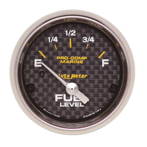 AutoMeter 200760-40 Autometer Marine Carbon Fiber 2-1/16in 240-33 Ohms Electric Fuel Level Gauge