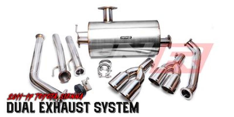 Weapon 953-600-100 R 11-17 fits Toyota Sienna 3.5L Axle Back Exhaust w/Slant Cut Tips