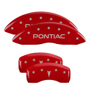 MGP 18029SPONRD 4 Caliper Covers Engraved Front fits Pontiac Rear Arrow Red Fini