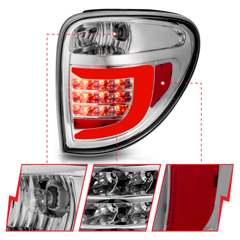 ANZO 311367 2007 fits Dodge 04-20 Grand Caravan LED Tail Lights w/ Light Bar Chrome Housing Clear Lens