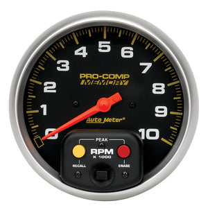 AutoMeter 6801 Autometer Pro-Comp 5 inch 10K RPM with Peak Memory In-Dash Tachometer