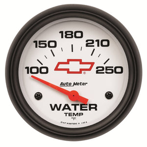 AutoMeter 5837-00406 AutoMeter Gauge Water Temp 2-5/8in. 100-250 Deg. F Electric fits Chevy Red Bowtie White