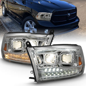 ANZO 111441 2009-2018 fits Dodge Ram 1500 Projector H.L. Switchback Black Amber
