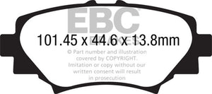 EBC UD1729 14+ fits Mazda 3 2.0 (Japan Build) Ultimax2 Rear Brake Pads