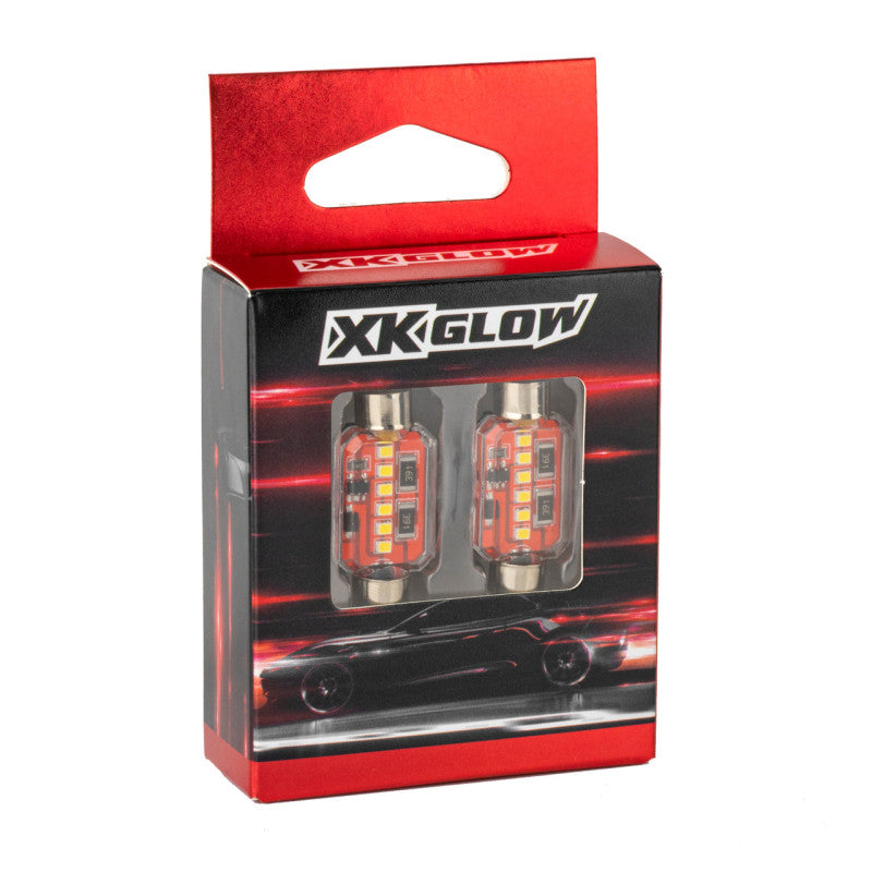 XK XK-FT31-W Glow White Festoon Error Free Ultra Bright LED Bulbs w/ Built-in Canbus 2pc 31mm