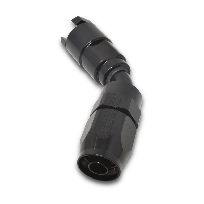 Russell 611213 Performance 3/8in SAE Quick Disc Female to -6 Hose Black 45 Degree Hose End