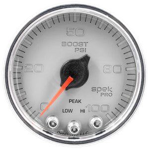 AutoMeter P30521 Spek-Pro Gauge Boost 2 1/16in 100psi Stepper Motor Peak/Warn