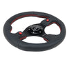 NRG RST-007R Reinforced Steering Wheel (320mm) Blk Leather w/Dual Buttons