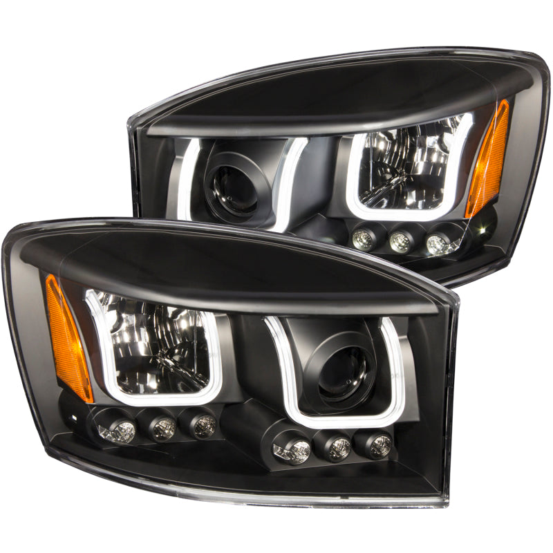 ANZO 111314 2008 fits Dodge 06-20 Ram 1500 Projector Headlights w/ U-Bar Black