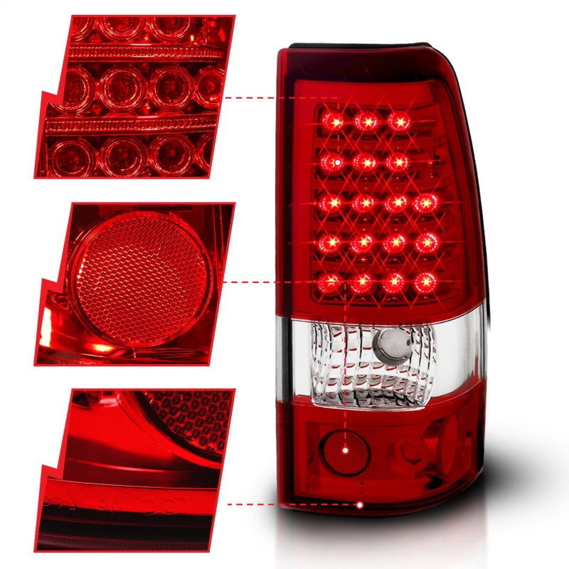 ANZO 311007 2006 fits Chevrolet 03-20 Silverado 1500 LED Taillights Red/Clear