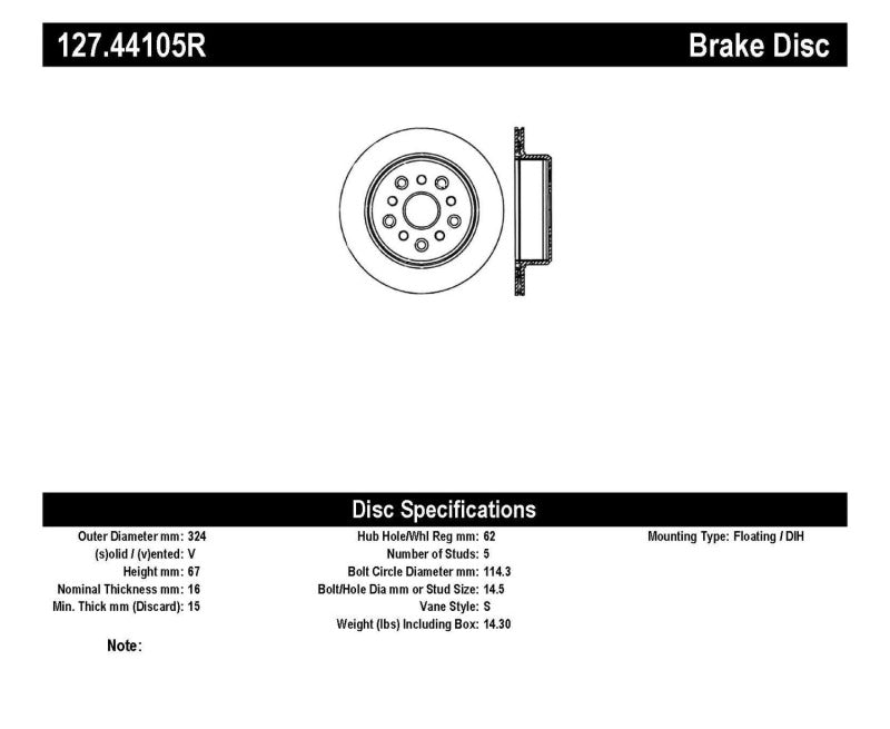 Stoptech 127.44105R 5/93-98 fits Toyota Supra Right Rear Slotted & Drilled Rotor