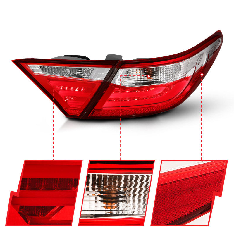 ANZO 321335 2016 fits Toyota 15-20 Camry LED Taillights Red/Clear