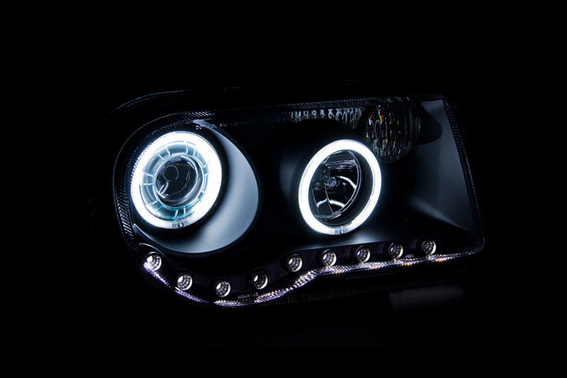 ANZO 121251 2010 fits Chrysler 05-20 300C Projector Headlights w/ Halo Black (CCFL) G2