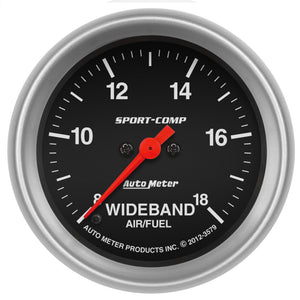 AutoMeter 3579 Autometer Sport-Comp 2-5/8in Wideband Air/Fuel Ratio Analog 8:1-18:1 AFR