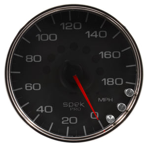 AutoMeter P23031 Autometer Spek-Pro Gauge Speedometer 5in 180 Mph Elec. Programmable Black/Chrome