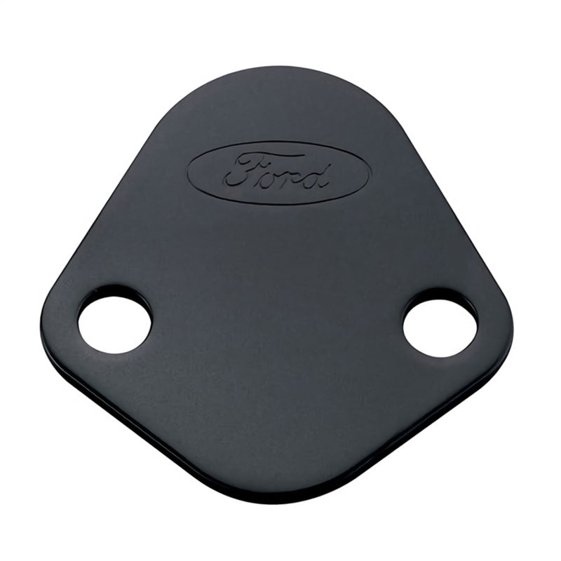 fits Ford 302-291 Racing Fuel Pump Block Off Plate - Black Crinkle Finish w/ fits Ford Oval