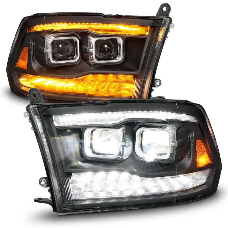 ANZO 111595 fits Dodge 09-18 Ram 1500/2500/3500 Full LED Proj Headlights w/Switchback Light Bar - Black