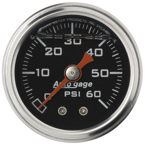 AutoMeter 2173 Autometer AutoGage 1.5in Liquid Filled Mechanical 0-60 PSI Fuel Pressure Gauge - Black