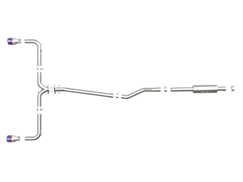 AFE 49-37015-L  2-1/2in 304 SS Cat-Back Exhaust w/ Blue Flame Tips 14-18 fits M