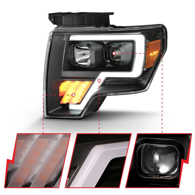 ANZO 111445 2014 fits Ford 09-20 F-150 Projector Light Bar G4 H.L. Black Amber