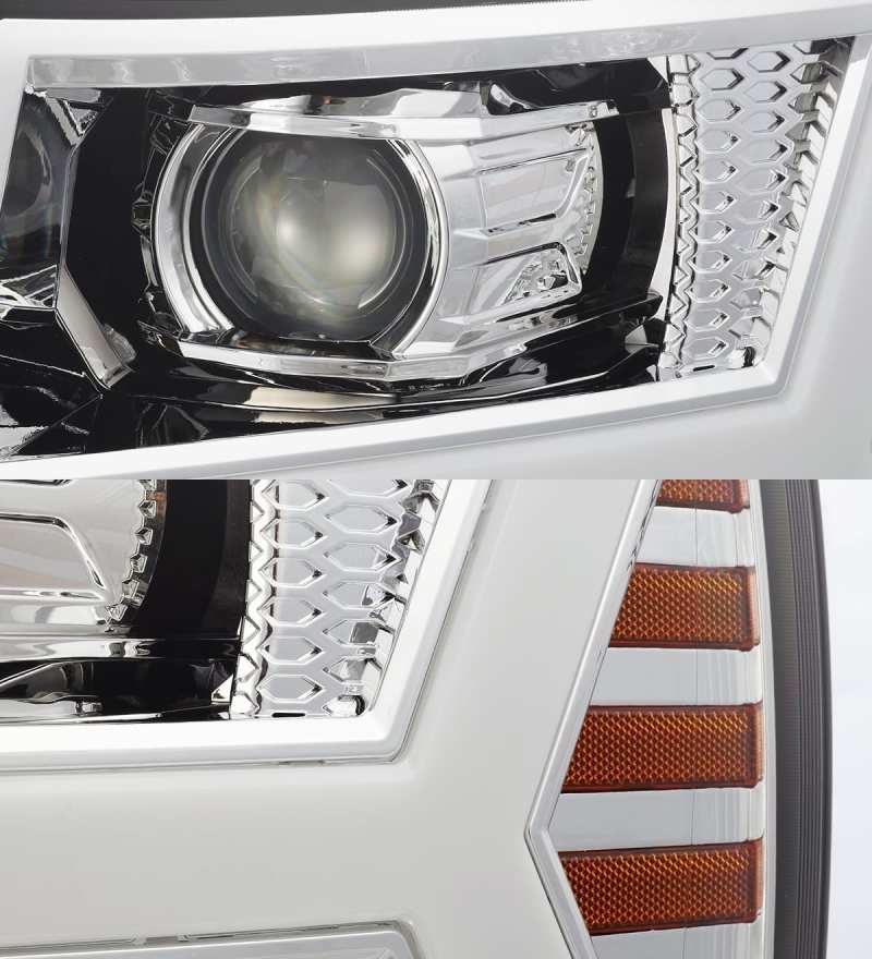 AlphaRex 880222 fits Chevy 07-13 1500 LUXX LED Proj Headlights Plank Design Chrome w/ Activ Light/Seq Signal/DRL