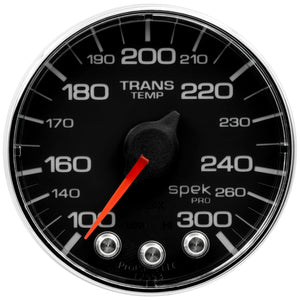 AutoMeter P342318 Autometer Spek-Pro Gauge Trans Temp 2 1/16in 300f Stepper Motor W/Peak & Warn Blk/Chrm