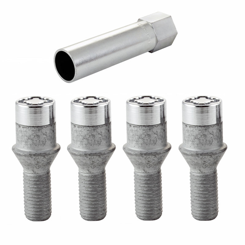 McGard 27191 Wheel Lock Bolt Set - 4pk. (Tuner / Cone Seat) M12X1.5 / 17mm Hex / 29.6mm Shank L. - Chrome