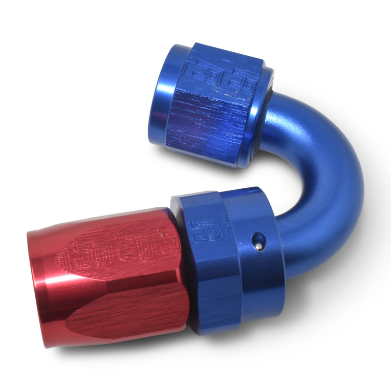 Russell 613460 Performance -8 AN Red/Blue 150 Degree Full Flow Swivel Hose End (With 3/4in Radius)